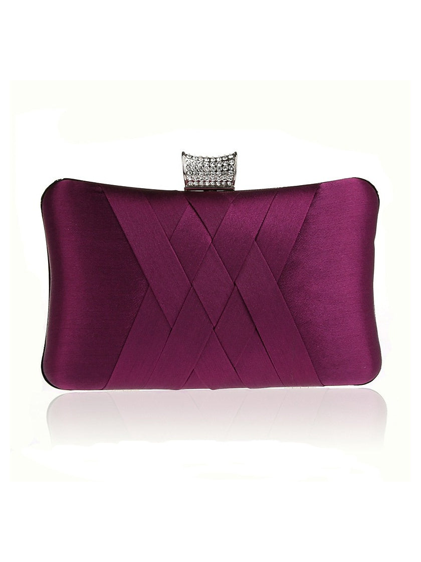 Silk PU Leather Wedding Party Plain Crystals Clutch Bags