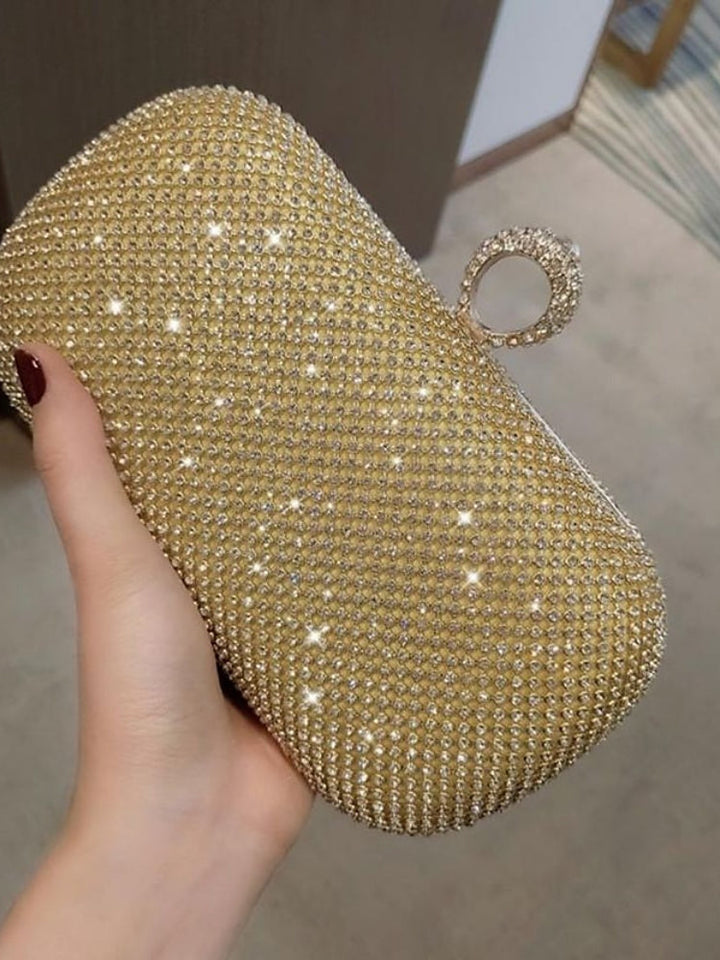 Alloy Solid Colour Glitter Crystals Clutch Bags