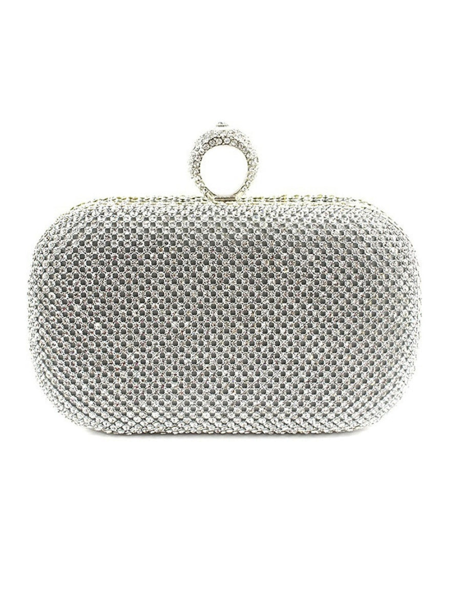 Alloy Solid Colour Glitter Crystals Clutch Bags