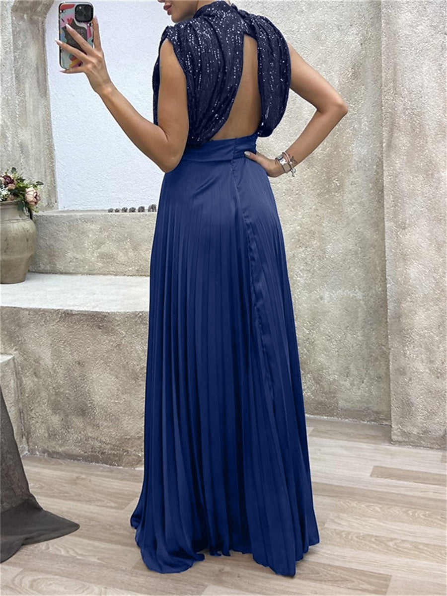 A Line/Princess Crew Neck Floor-Length Sleeveless Wedding Guest Dress