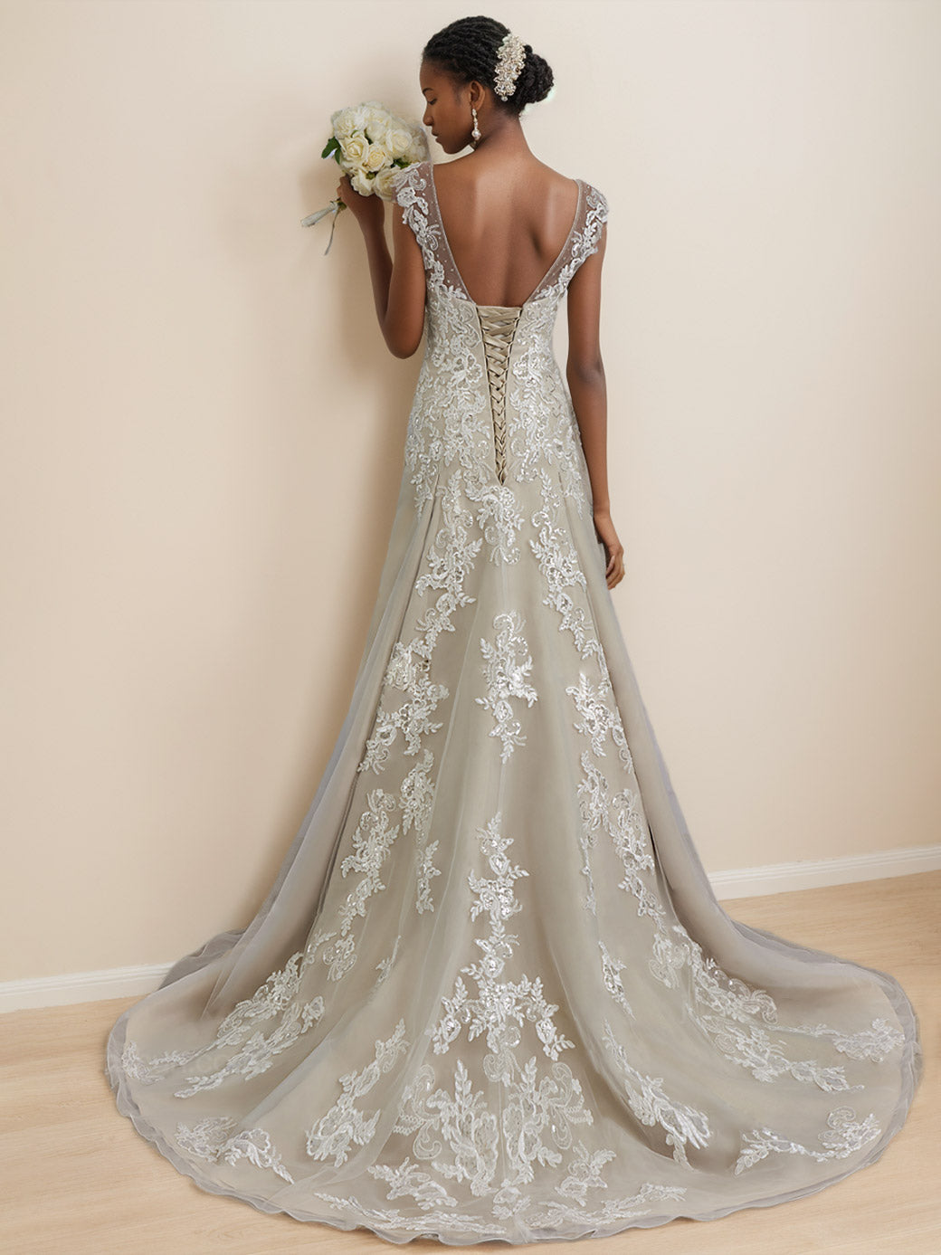 A-Line/Princess V-Neck Sleeveless Floor-Length Wedding Dress With Beading