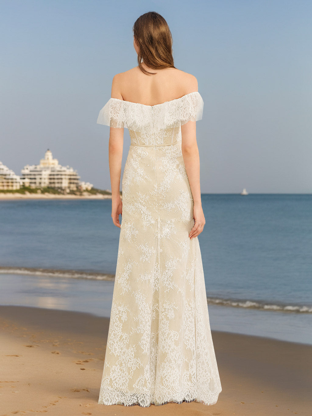 A-Line/Princess Off-the-Shoulder Sweetheart Floor-Length Wedding Dress with Appliques