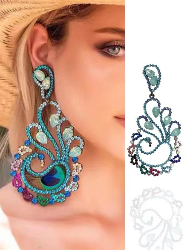 Internet Celebrity Fashion Rhinestone Flash Diamond Earrings For Women