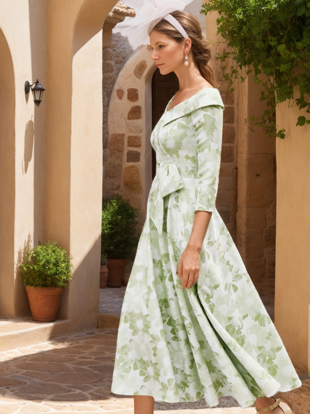 A-Line/Princess V-Neck Tea-Length Mother of the Bride Dresses Ruffles