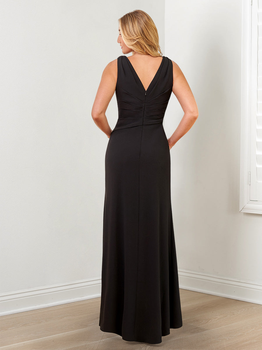 Sheath/Column V-Neck Mother of the Bride Dresses with Wraps & Split Side