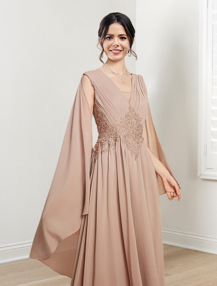 A-Line/Princess V-Neck Floor-Length Mother of the Bride Dresses