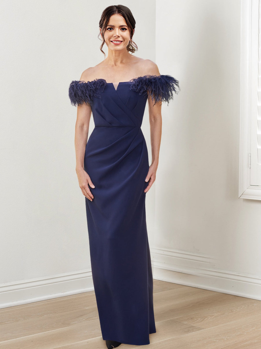 Sheath/Column Off-the-Shoulder Floor-Length Mother of the Bride Dresses