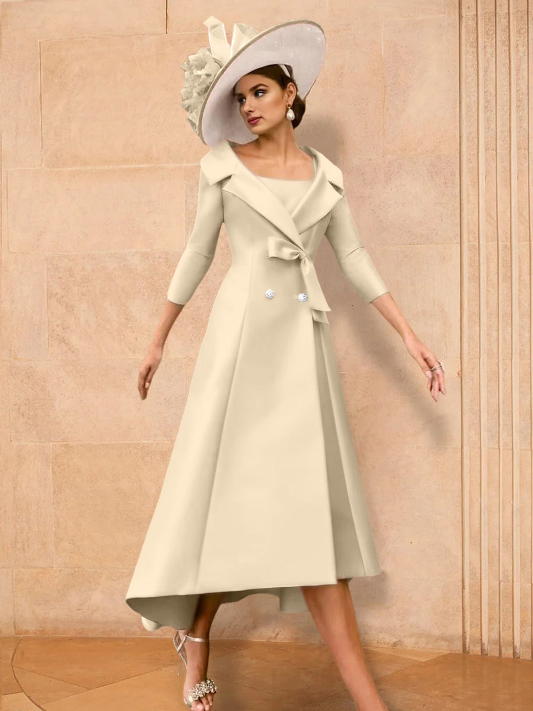 A-Line/Princess Long Sleeves Mother of the Bride Dresses with Bowknot