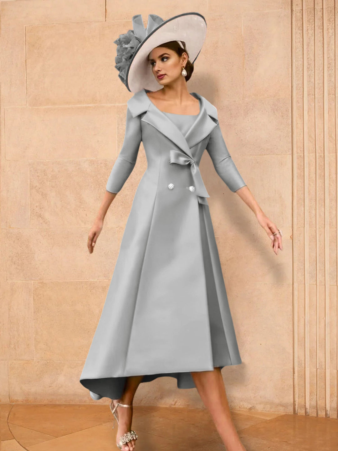 A-Line/Princess Long Sleeves Mother of the Bride Dresses with Bowknot