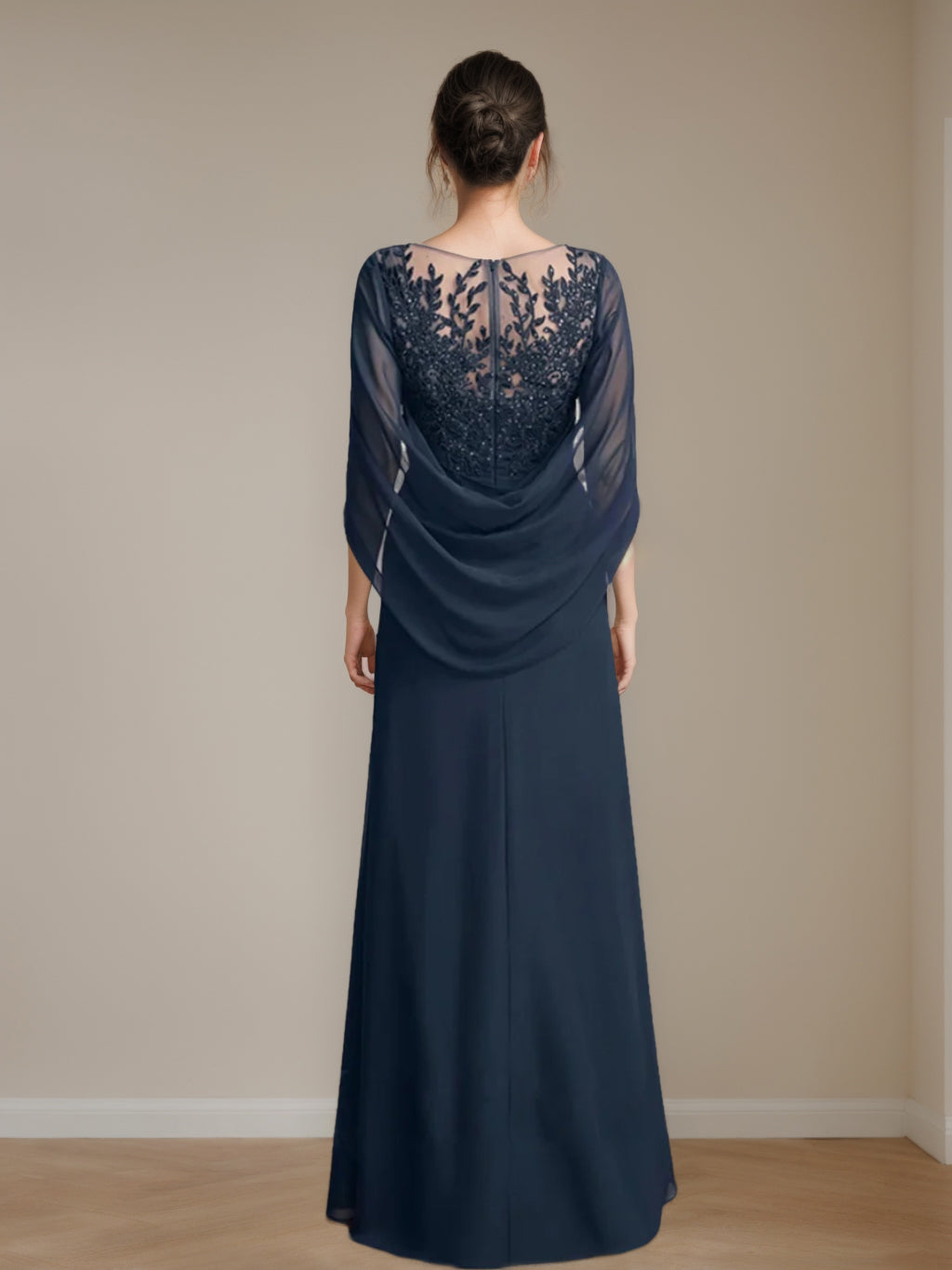 A-Line/Princess Scoop Floor-Length Mother of the Bride Dresses with Pleated & Sequins