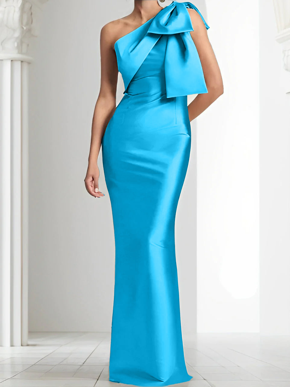 Sheath/Column One-Shoulder Mother of the Bride Dresses with Bowknot