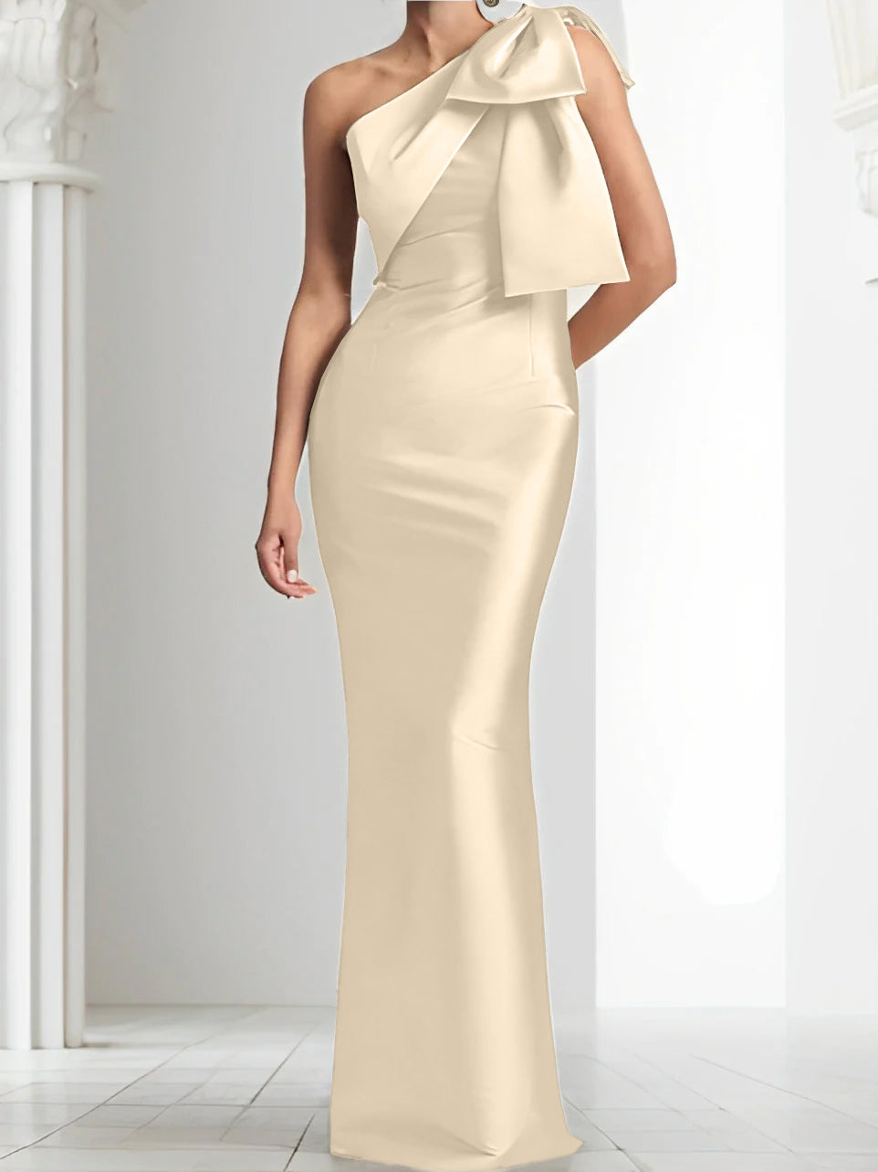 Sheath/Column One-Shoulder Mother of the Bride Dresses with Bowknot