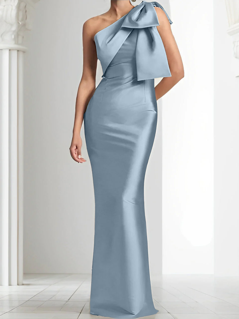 Sheath/Column One-Shoulder Mother of the Bride Dresses with Bowknot