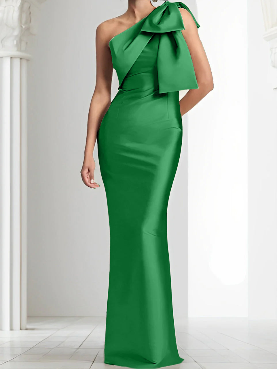 Sheath/Column One-Shoulder Mother of the Bride Dresses with Bowknot