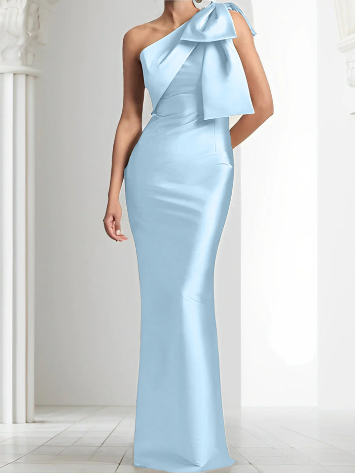 Sheath/Column One-Shoulder Mother of the Bride Dresses with Bowknot