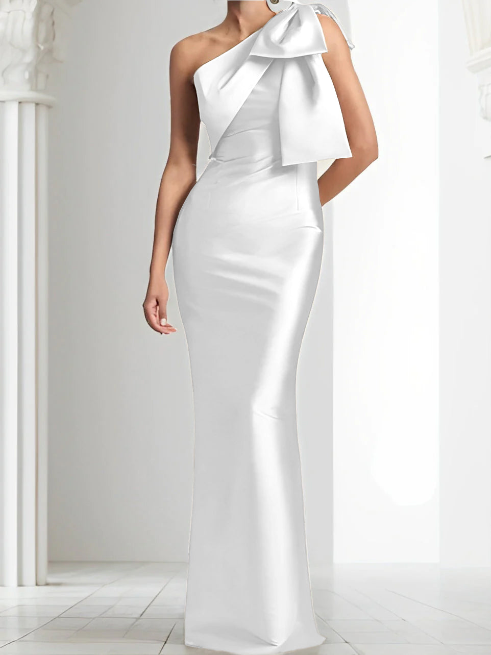 Sheath/Column One-Shoulder Mother of the Bride Dresses with Bowknot