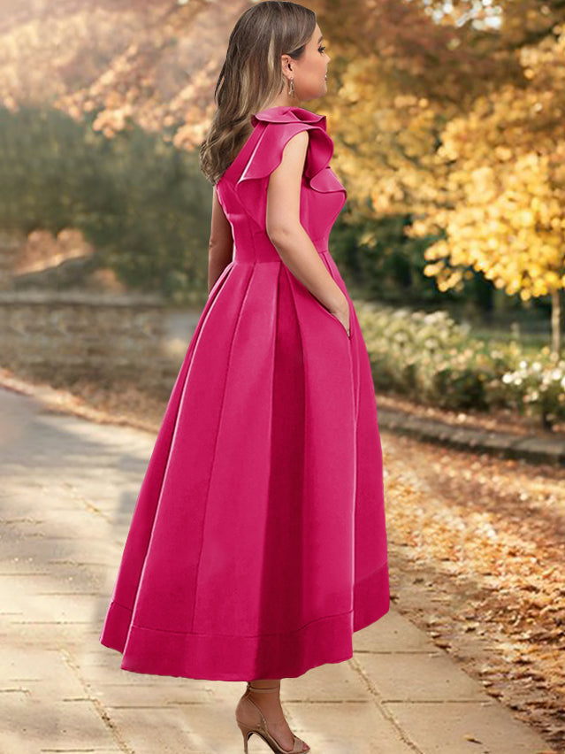 A-Line/Princess One-Shoulder Sleeveless Asymmetrical Plus Size Mother of the Bride Dresses with Ruffles