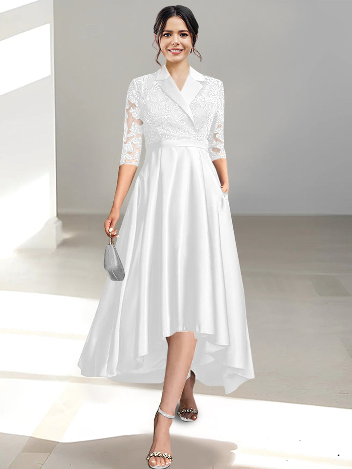 Sheath/Column V-Neck Tea-Length Mother of the Bride Dresses