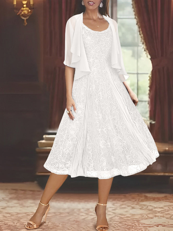 A-Line/Princess Scoop Tea-Length Mother of the Bride Dresses