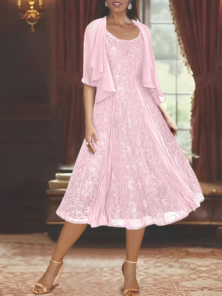 A-Line/Princess Scoop Tea-Length Mother of the Bride Dresses