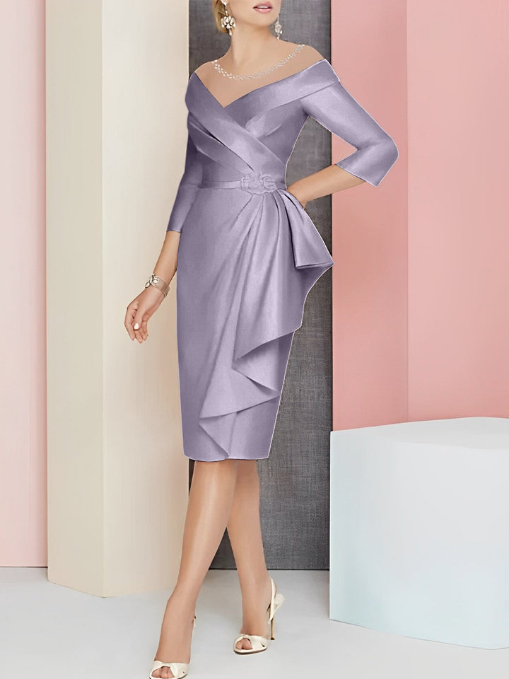 Sheath/Column V-Neck Knee-Length Mother of the Bride Dresses