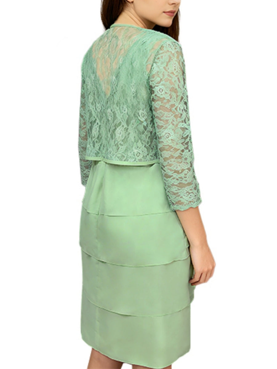 Sheath/Column V-Neck Knee-Length Mother of the Bride Dresses