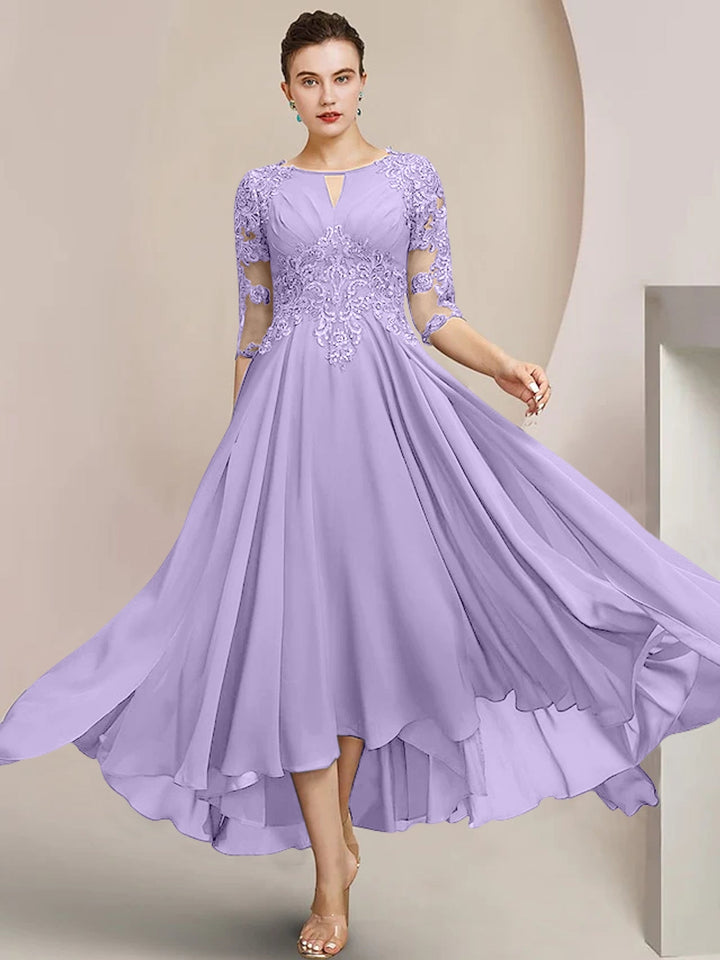 A-Line/Princess Scoop Tea-Length Mother of the Bride Dresses