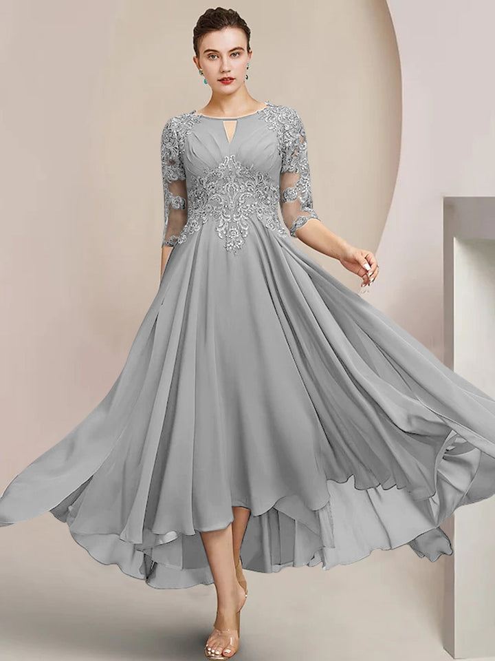 A-Line/Princess Scoop Tea-Length Mother of the Bride Dresses