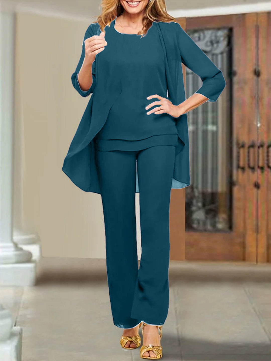 Chiffon Scoop Mother of the Bride Pantsuits