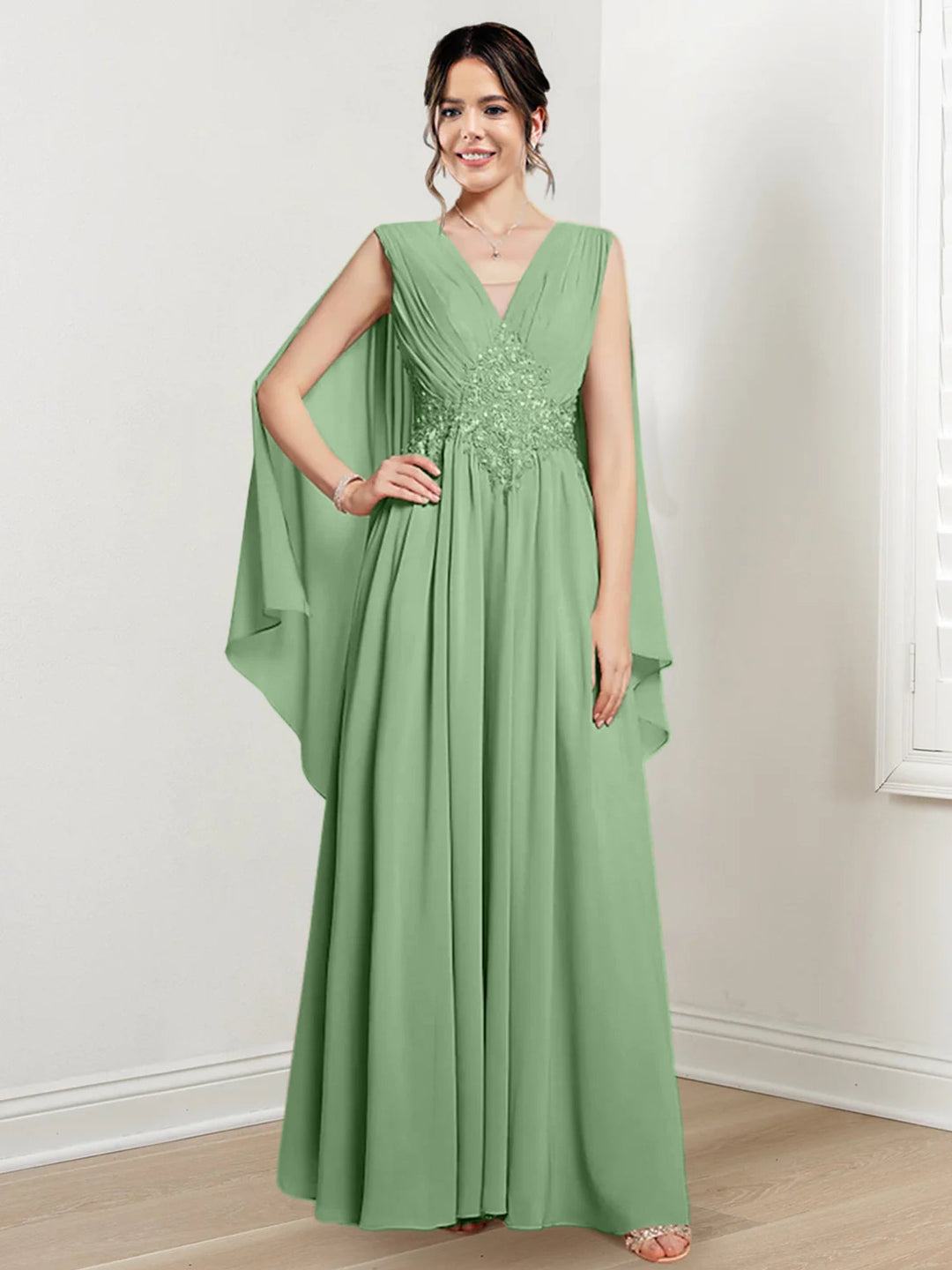 A-Line/Princess V-Neck Floor-Length Mother of the Bride Dresses