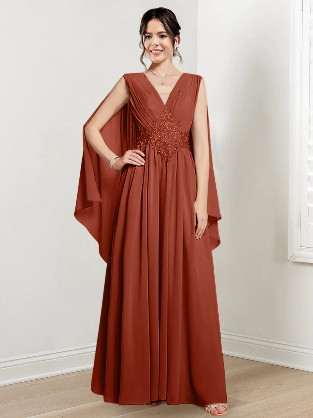 A-Line/Princess V-Neck Floor-Length Mother of the Bride Dresses