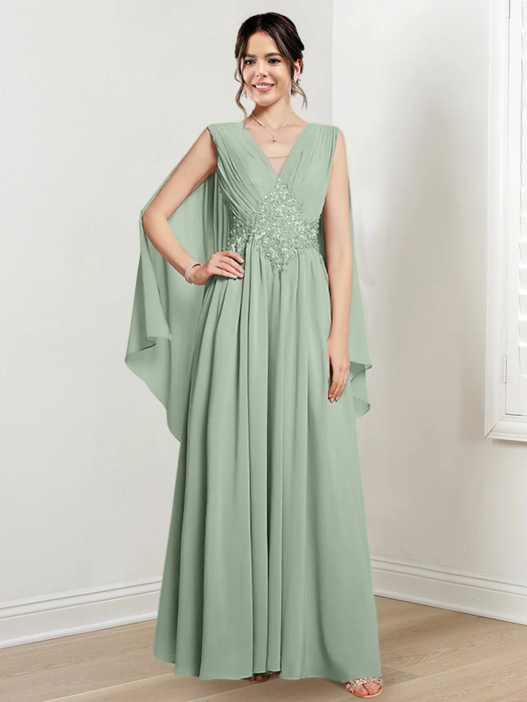 A-Line/Princess V-Neck Floor-Length Mother of the Bride Dresses