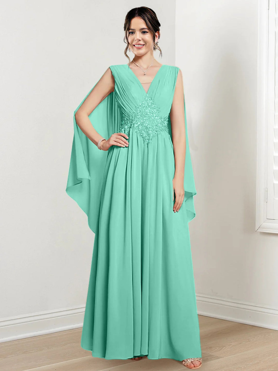 A-Line/Princess V-Neck Floor-Length Mother of the Bride Dresses