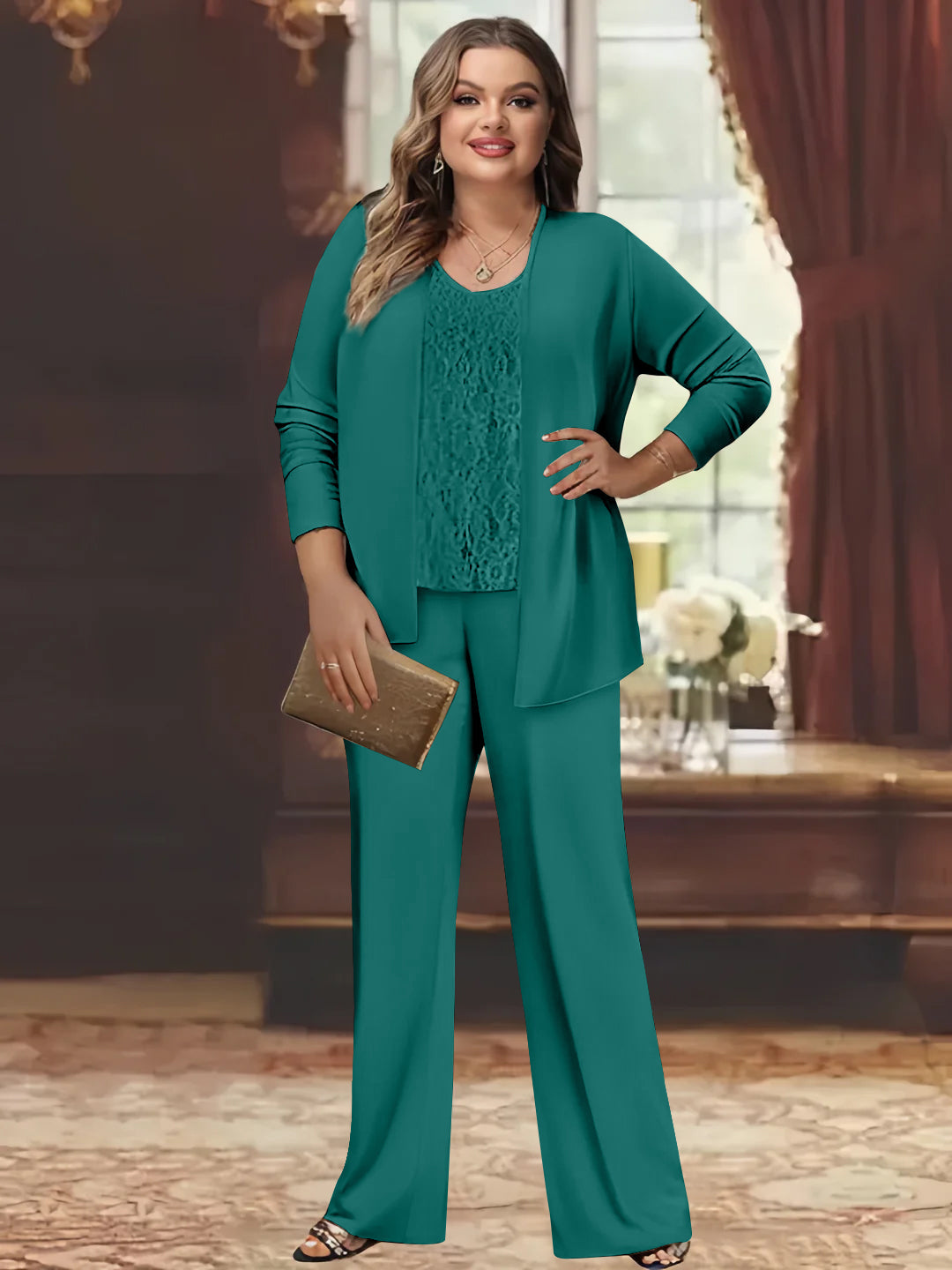 Chiffon Plus Size Mother of the Bride Pantsuits with Jacket