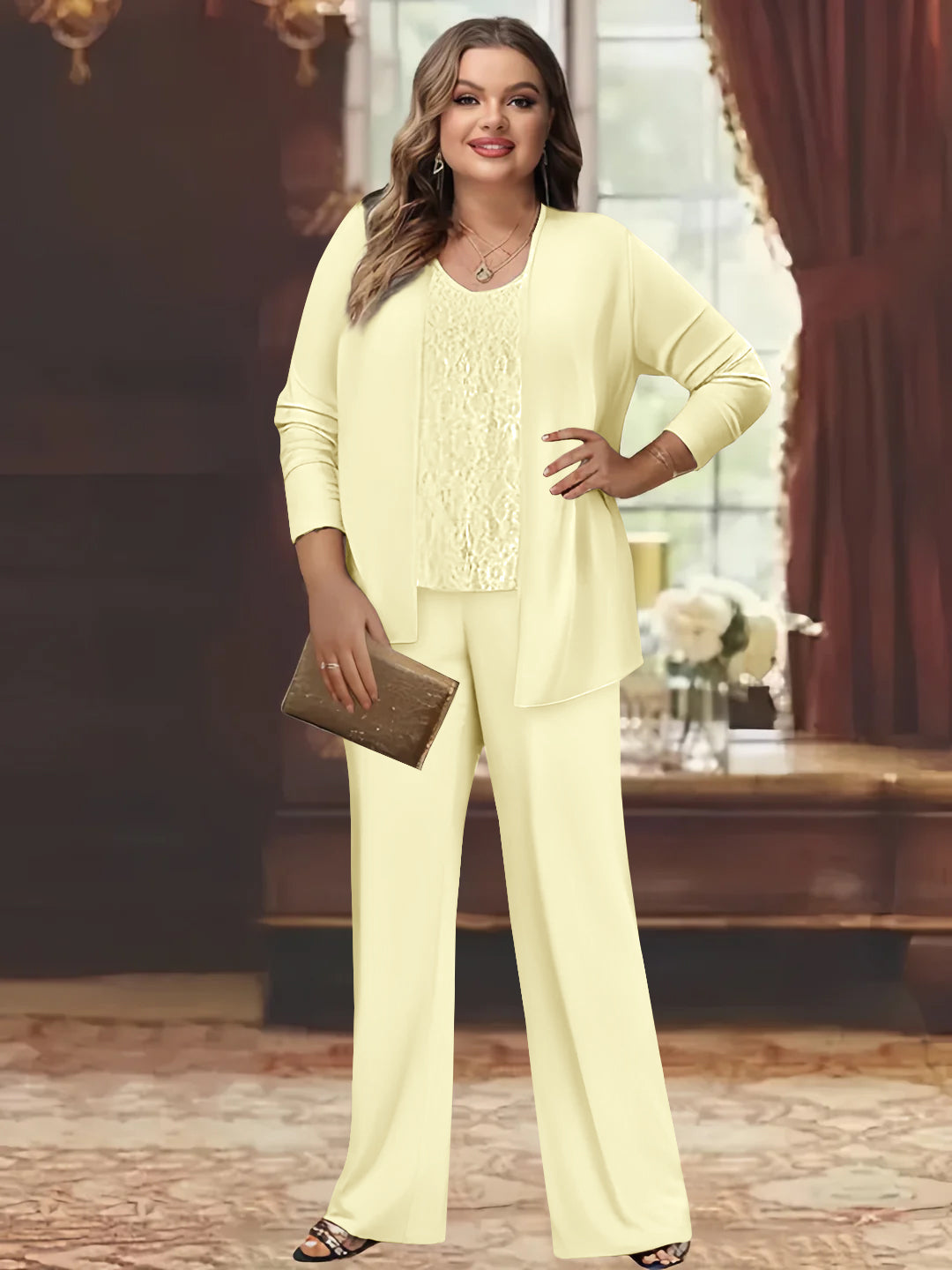 Chiffon Plus Size Mother of the Bride Pantsuits with Jacket