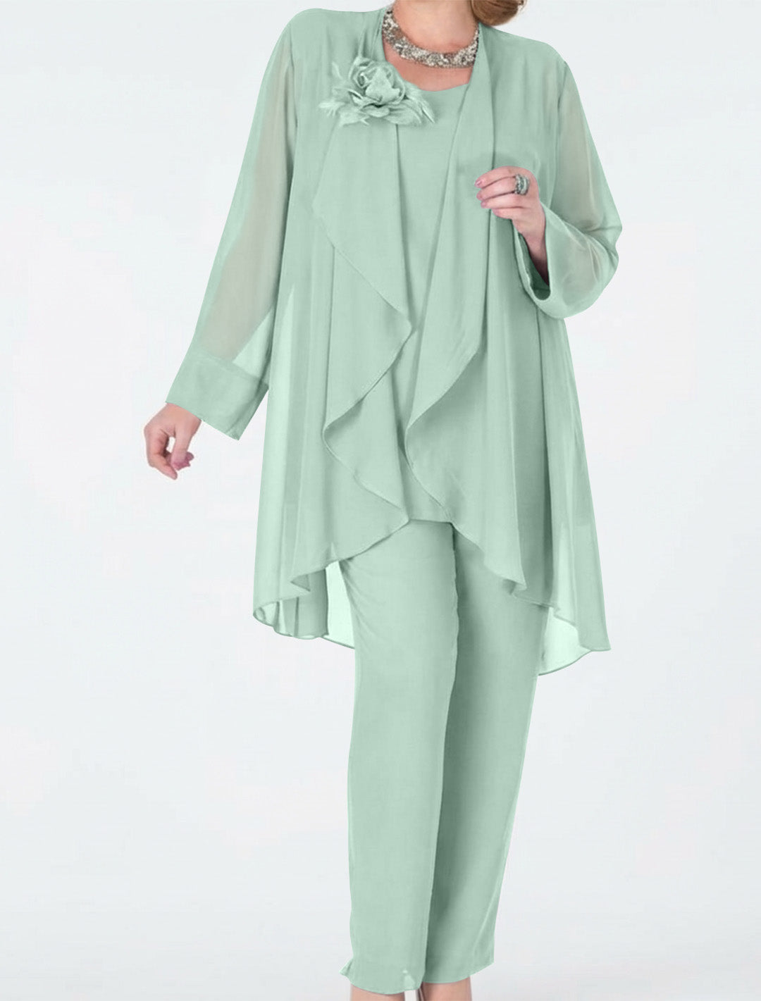 Chiffon Mother of the Bride Pantsuits with Jacket
