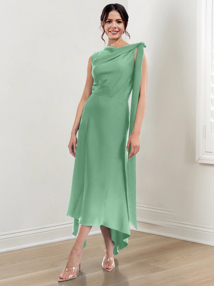 Sheath/Column Jewel Neck Tea-Length Mother of the Bride Dresses