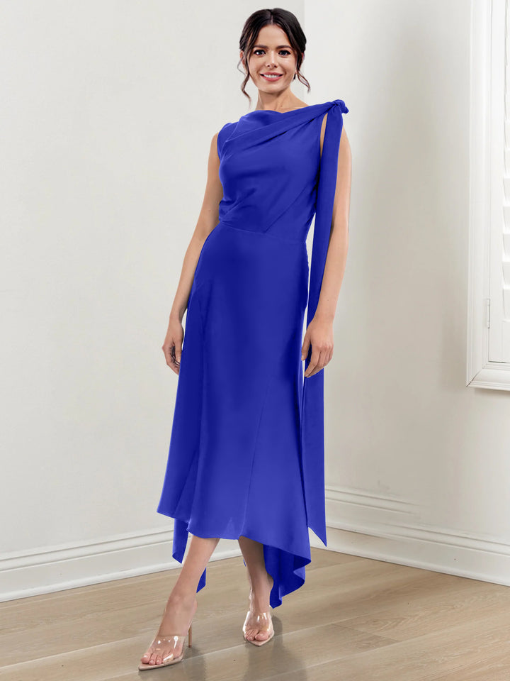 Sheath/Column Jewel Neck Tea-Length Mother of the Bride Dresses