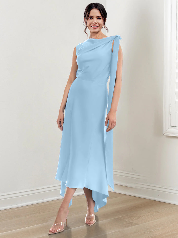 Sheath/Column Jewel Neck Tea-Length Mother of the Bride Dresses