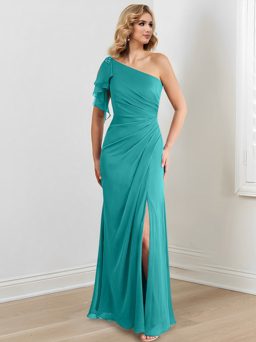 Sheath/Column One-Shoulder Floor-Length Mother of the Bride Dresses