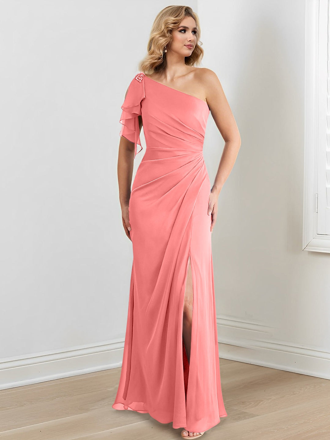 Sheath/Column One-Shoulder Floor-Length Mother of the Bride Dresses