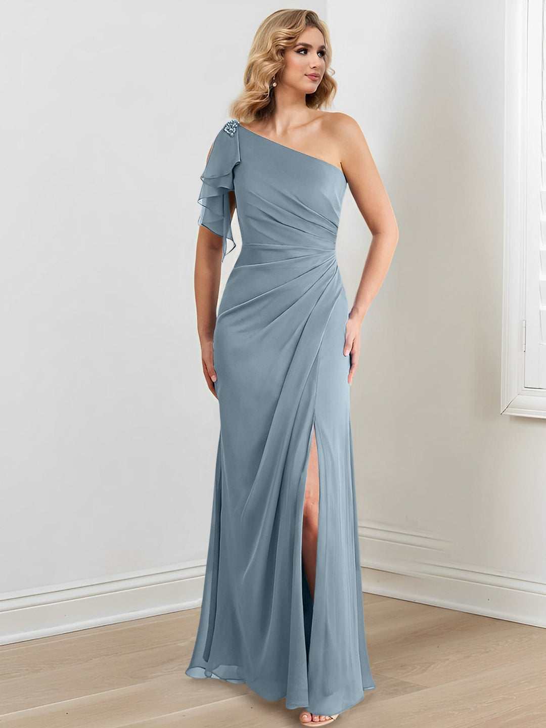 Sheath/Column One-Shoulder Floor-Length Mother of the Bride Dresses