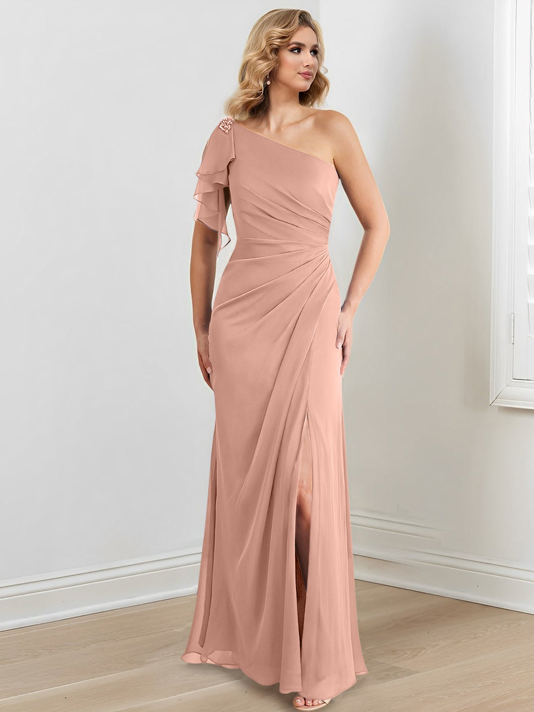 Sheath/Column One-Shoulder Floor-Length Mother of the Bride Dresses