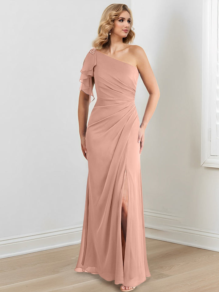 Sheath/Column One-Shoulder Floor-Length Mother of the Bride Dresses