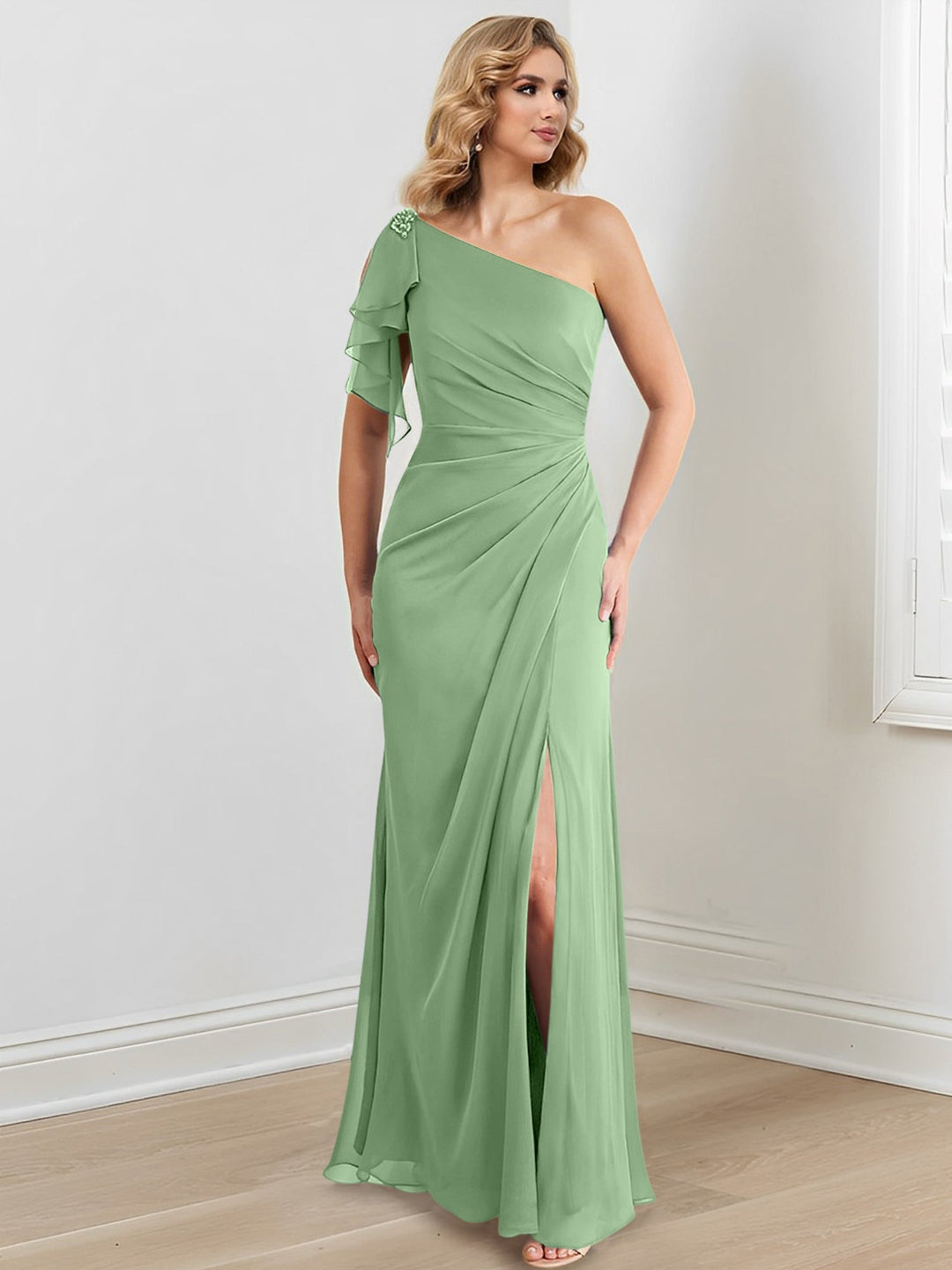 Sheath/Column One-Shoulder Floor-Length Mother of the Bride Dresses