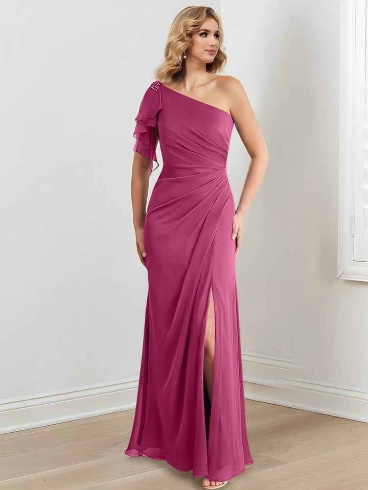 Sheath/Column One-Shoulder Floor-Length Mother of the Bride Dresses