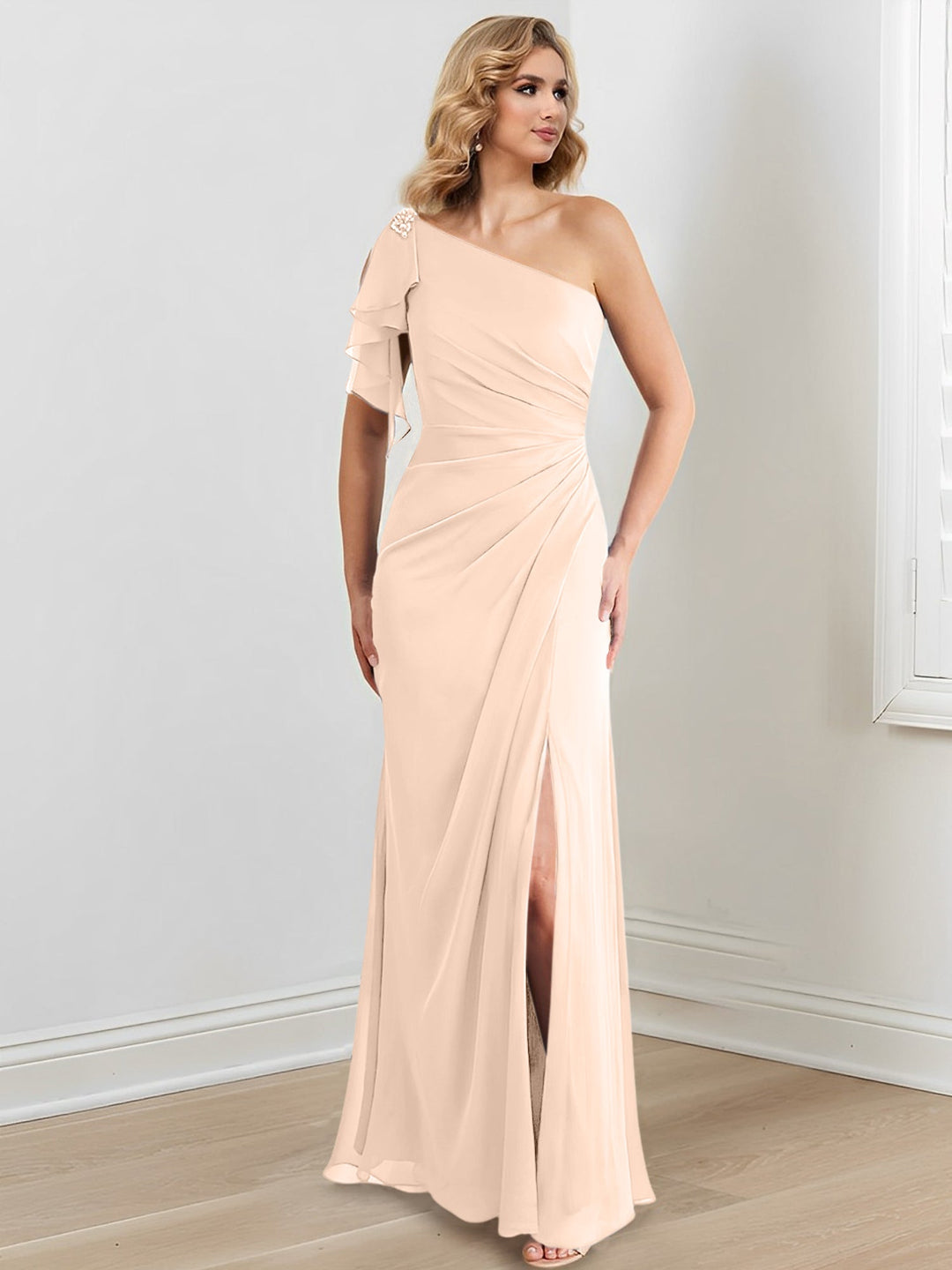 Sheath/Column One-Shoulder Floor-Length Mother of the Bride Dresses