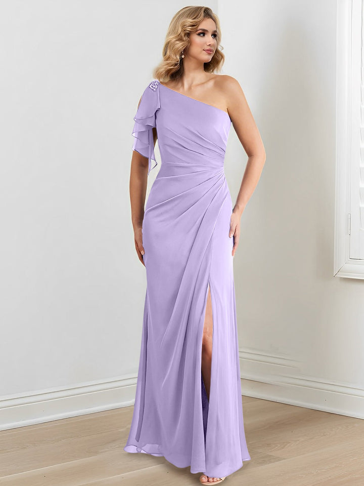 Sheath/Column One-Shoulder Floor-Length Mother of the Bride Dresses