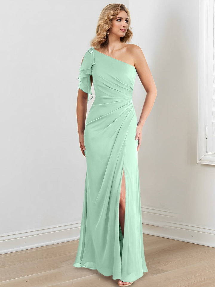 Sheath/Column One-Shoulder Floor-Length Mother of the Bride Dresses