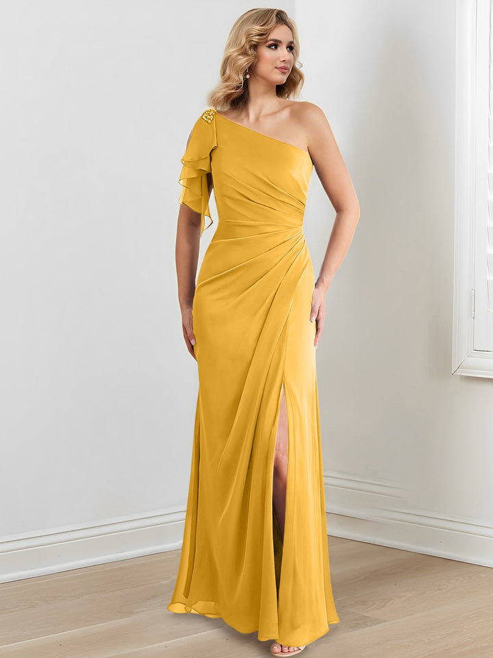 Sheath/Column One-Shoulder Floor-Length Mother of the Bride Dresses